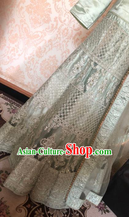 Indian Traditional Embroidered Lehenga Green Dress Asian India Bride Wedding Costume for Women