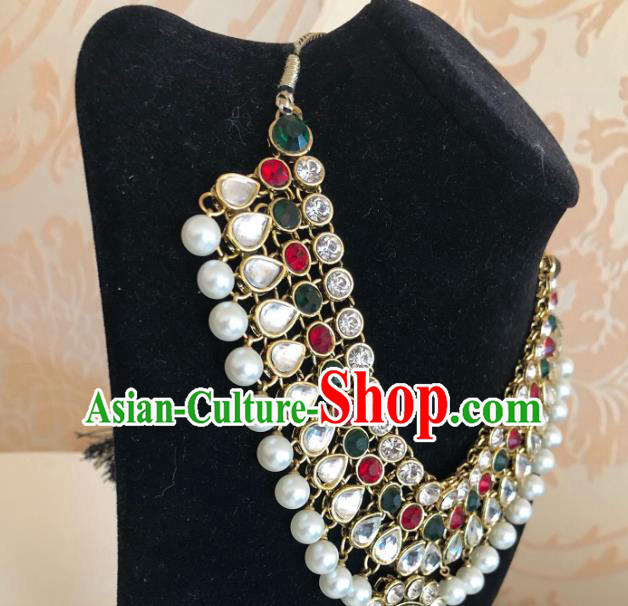 Indian Traditional Wedding Crystal Gems Necklace Asian India Bride Jewelry Accessories for Women