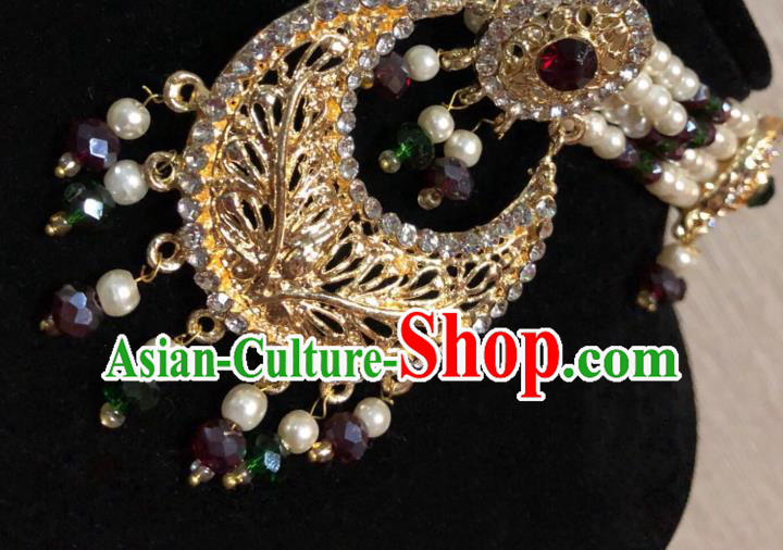 Indian Court Traditional Wedding Crystal Pearls Necklace Asian India Bride Jewelry Accessories for Women