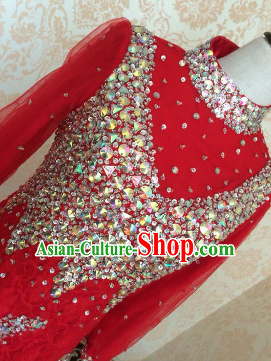 Top Grade Bride Embroidered Red Wedding Dress Bridal Full Dress Wedding Costume for Women