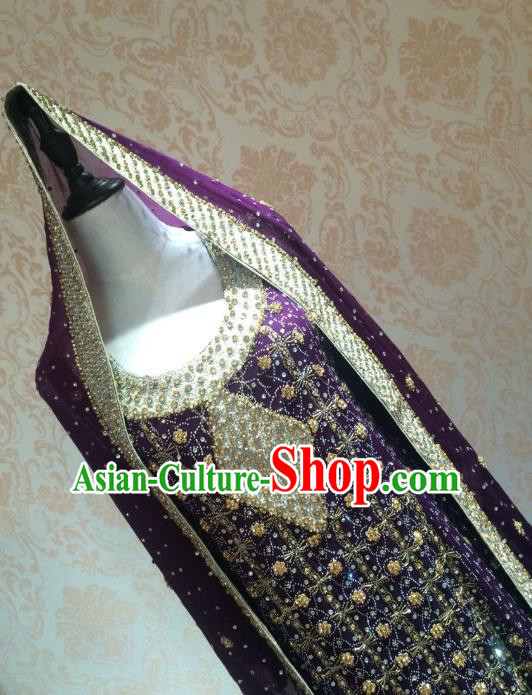 Indian Traditional Purple Lehenga Dress Asian Hui Nationality Wedding Bride Embroidered Costume for Women