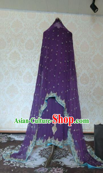 Indian Traditional Purple Lehenga Costume Asian Hui Nationality Wedding Bride Embroidered Dress for Women