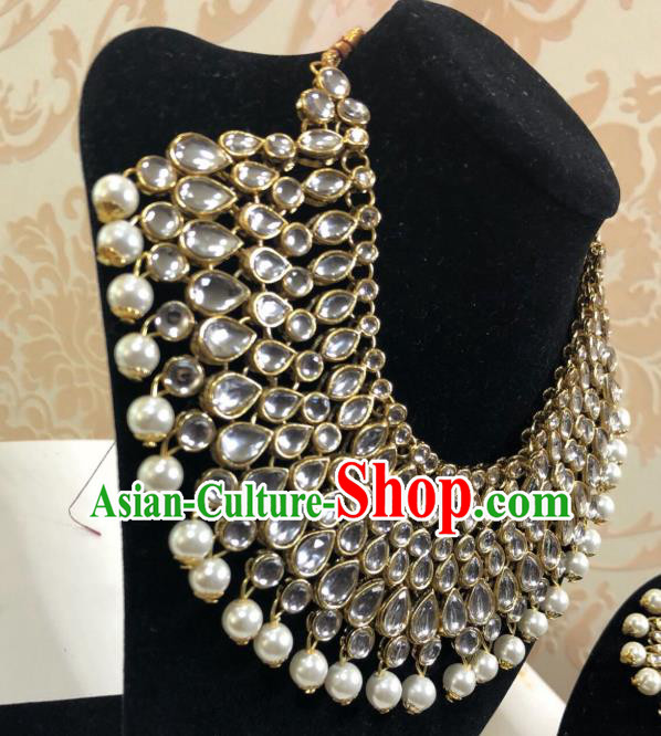 Indian Traditional Wedding Pearls Necklace Asian India Bride Jewelry Accessories for Women