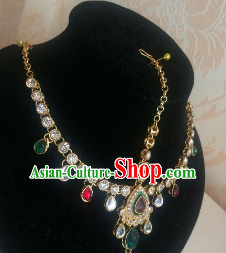 Traditional Indian Court Wedding Hair Clasp Asian India Eyebrows Pendant Headwear Jewelry Accessories for Women