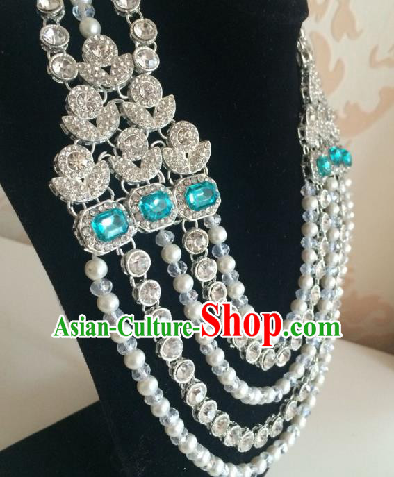 Indian Court Traditional Wedding Luxury Beads Necklace Asian India Bride Jewelry Accessories for Women