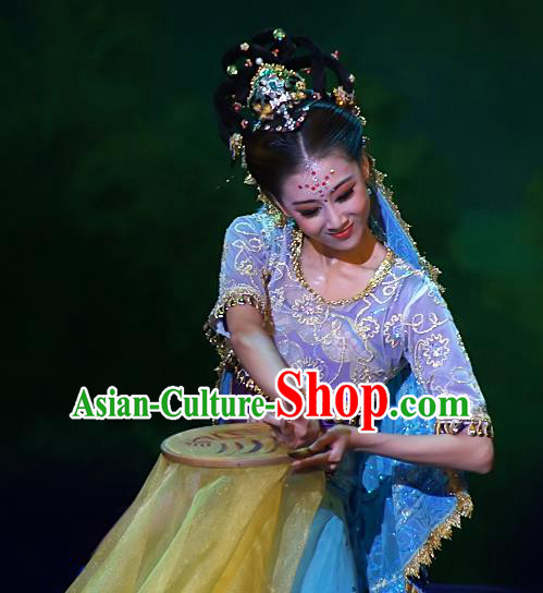 Chinese Traditional Dance Si Lu Hua Yu Purple Dress Classical Dance Flying Apsaras Stage Performance Costume for Women