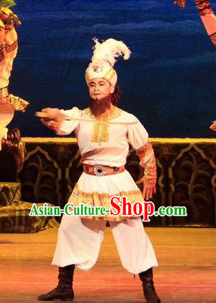 Chinese Traditional Dance Si Lu Hua Yu Ethnic Male Clothing Classical Dance Stage Performance Costume for Men
