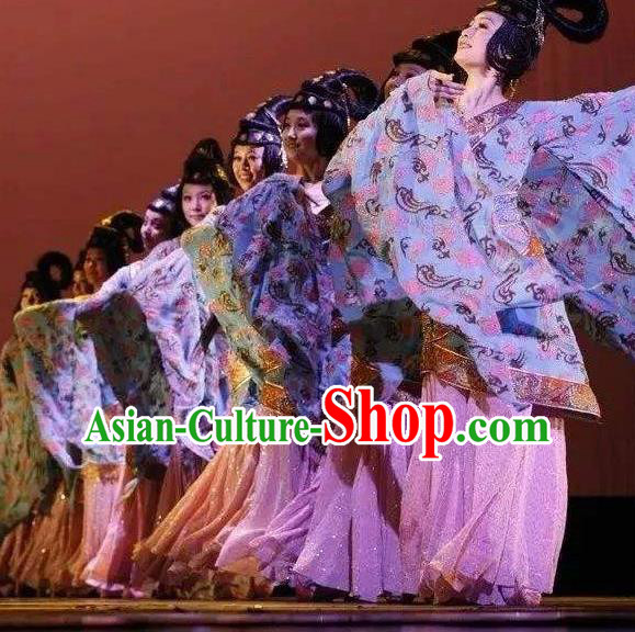 Chinese Yun Wen Clouds Traditional Han Dynasty Dance Dress Classical Dance Stage Performance Costume for Women