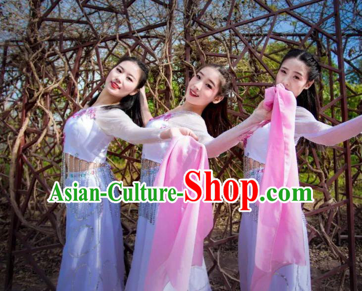Chinese Mountain Night Listening to the Rain Dance Dress Traditional Classical Dance Stage Performance Costume for Women