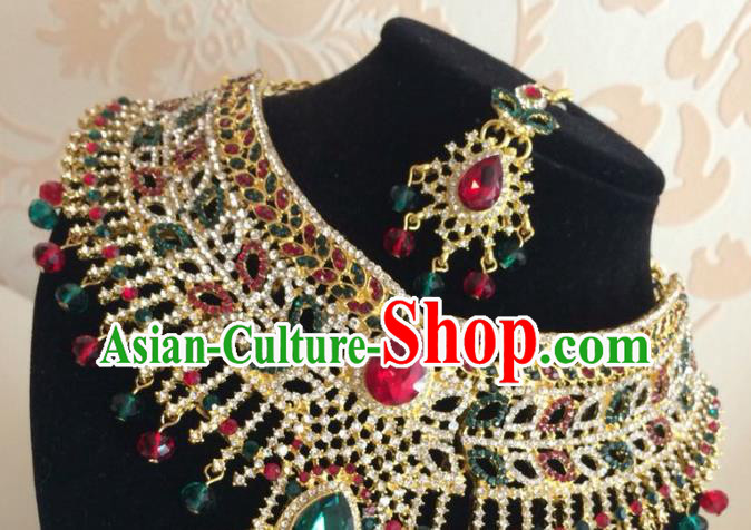 Traditional Indian Court Wedding Hair Accessories and Necklace Asian India Eyebrows Pendant Jewelry Accessories for Women