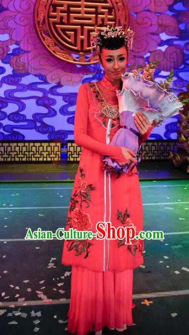 Chinese Qing Wei Roses Dance Pink Dress Traditional Classical Dance Stage Performance Costume for Women