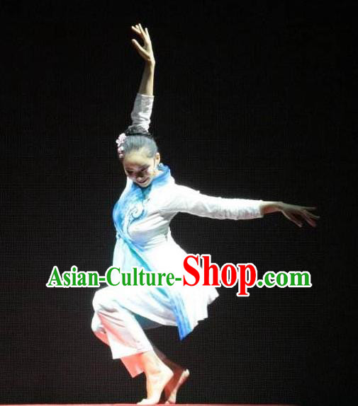 Chinese Shifting Moon Water Shadow Classical Dance Dress Traditional Dance Stage Performance Costume for Women