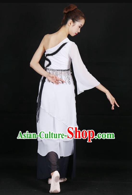 Chinese Feng He Yu Li Folk Dance White Dress Traditional Classical Dance Stage Performance Costume for Women