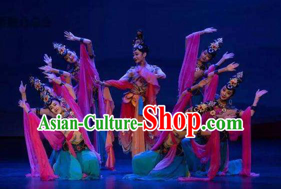 Chinese Flying Apsaras Rainbow Dance Dress Traditional Classical Dance Stage Performance Costume for Women