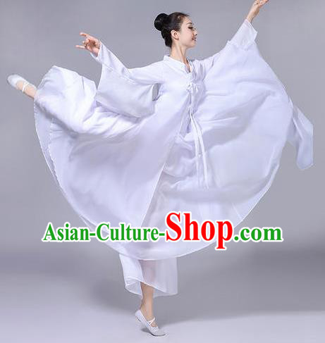 Chinese Liang Liang Dance White Hanfu Dress Traditional Classical Dance Stage Performance Costume for Women