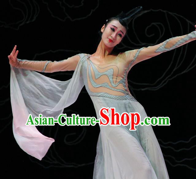 Chinese Fen Mo Stage Performance Dance Light Blue Dress Traditional Classical Dance Costume for Women