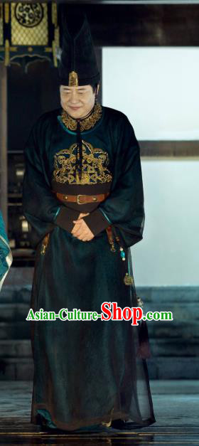 Chinese Ancient Court Eunuch Drama Qing Yu Nian Joy of Life Replica Costume and Hat Complete Set