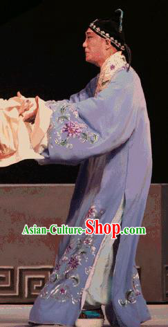 Chinese Kun Opera Hou Chaozong Purple Robe Apparels The Peach Blossom Fan Peking Opera Garment Young Male Costumes and Hat
