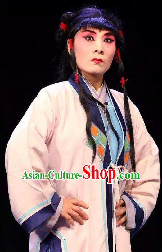 Chinese Yue Opera Teenager Zhang Jibao Costumes and Headwear Breeze Pavilion Shaoxing Opera Wa Wa Sheng Garment Apparels