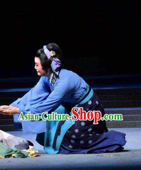 Chinese Shaoxing Opera Old Woman Laodan Costumes and Headpiece A Song of The Travelling Son Yue Opera Dress Elderly Mother Garment Apparels