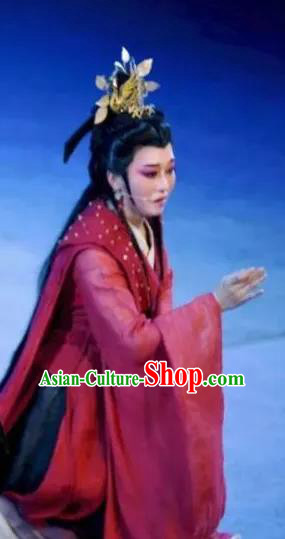 King Wu Yue Chinese Shaoxing Opera Imperial Consort Actress Dress Garment and Headpieces Yue Opera Hua Tan Apparels Costumes