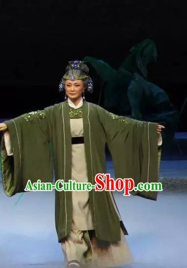 Chinese Shaoxing Opera Laodan Old Dame Dress and Headdress The Magnificent Mayor Yue Opera Elderly Female Apparels Garment Costumes