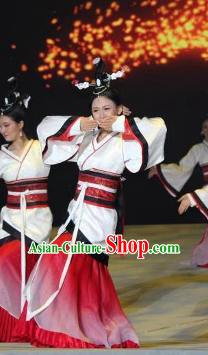 Qu Yuan Chinese Shaoxing Opera Court Lady Costumes and Headpieces Yue Opera Hua Tan Hanfu Dress Actress Garment Apparels