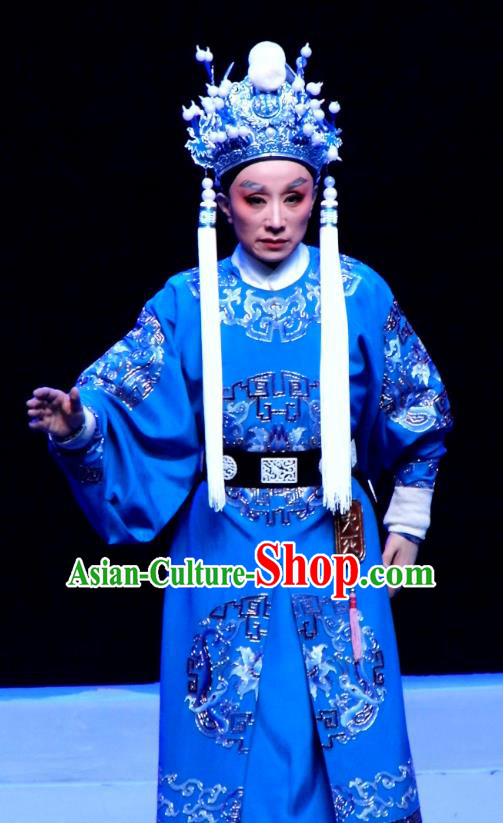 Chinese Yue Opera Wusheng Costumes and Headwear Shaoxing Opera Palm Civet for Prince Court Eunuch Chen Lin Apparels Garment