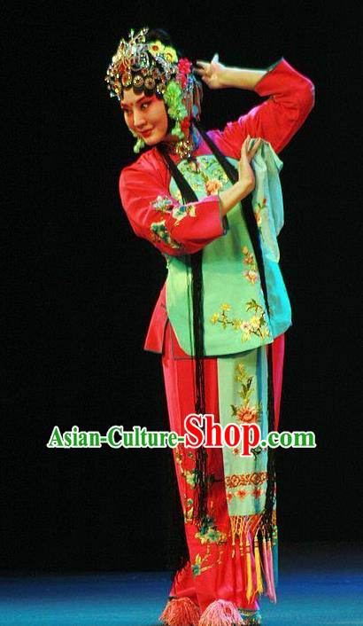 Chinese Peking Opera Hua Tan Garment Costumes and Headdress Pick Up the Jade Bracelet Yue Opera Actress Young Female Sun Yujiao Dress Apparels