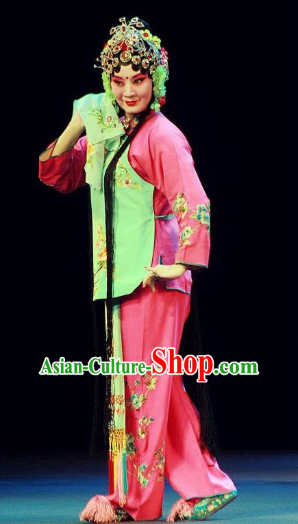 Chinese Peking Opera Hua Tan Garment Costumes and Headdress Pick Up the Jade Bracelet Yue Opera Actress Young Female Sun Yujiao Dress Apparels