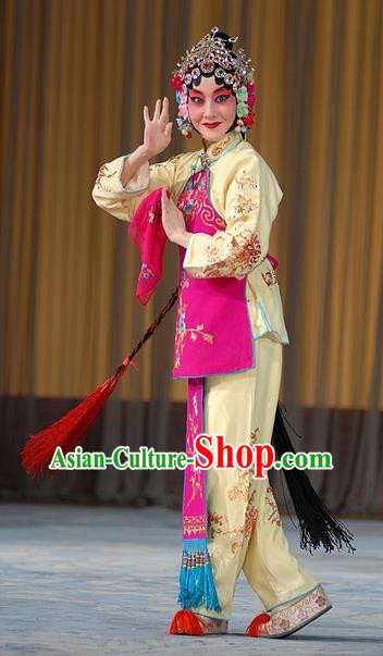 Chinese Peking Opera Young Lady Costumes and Headdress Pick Up the Jade Bracelet Yue Opera Hua Tan Sun Yujiao Dress Garment Apparels