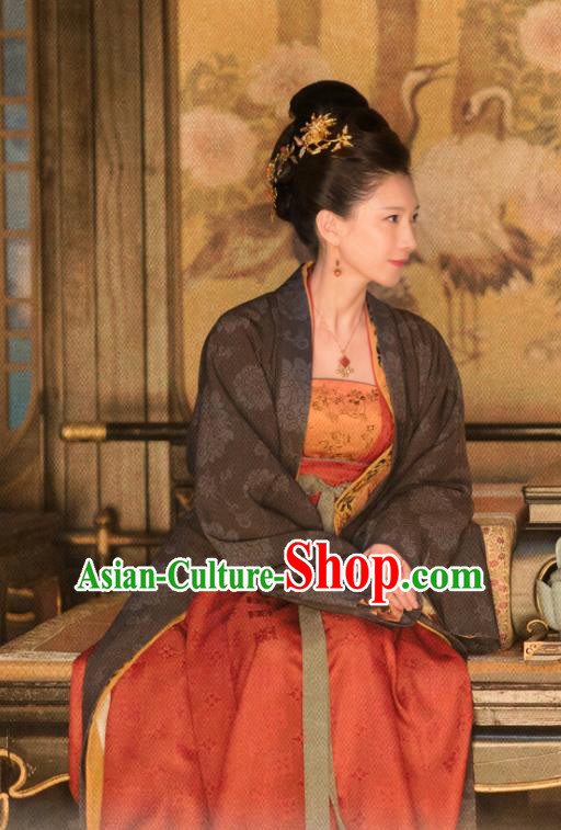 Chinese Song Dynasty Empress Cao Danshu Apparels and Headpieces Drama Serenade of Peaceful Joy Ancient Queen Dress Historical Costumes