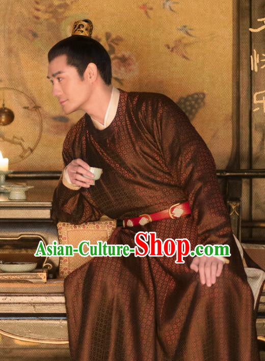 Chinese Ancient Song Dynasty Emperor Zhao Zhen Historical Costumes Apparels and Headwear Drama Serenade of Peaceful Joy Wang Kai Garment