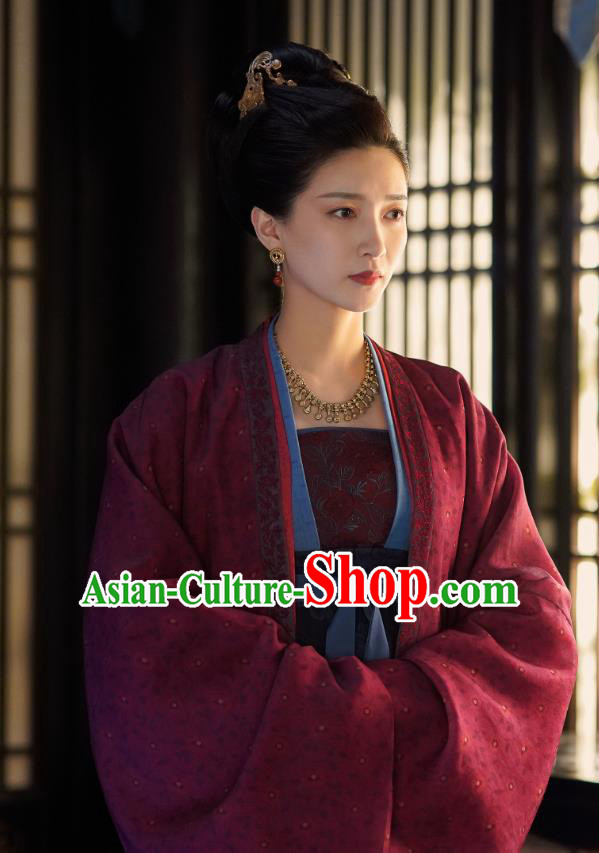 Chinese Ancient Empress Cao Danshu Garment Historical Costumes and Headpieces Drama Serenade of Peaceful Joy Song Dynasty Queen Dress Apparels