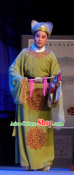 Chinese Yue Opera Young Male Garment and Headwear Shaoxing Opera Han Wen Empress Court Eunuch Apparels Costumes