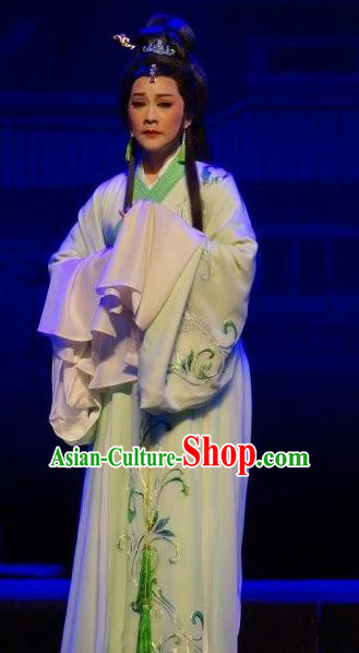 Chinese Shaoxing Opera Hua Tan Tong Que Tai Diao Chan Apparels Costumes and Headdress Yue Opera Young Beauty Dress Garment