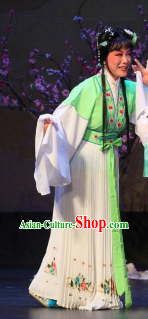 Chinese Shaoxing Opera Xiaodan Dress Garment Apparels and Hair Accessories The Purple Hairpin Yue Opera Young Female Servant Girl Costumes
