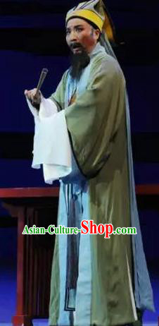 Chinese Yue Opera Elderly Male Garment Costumes and Headwear Shaoxing Opera Mo Chou Nv Laosheng Old Man Apparels
