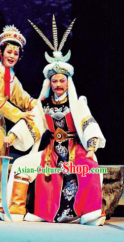 Chinese Yue Opera Royal Highness Garment and Headwear Shaoxing Opera Cai Wenji King Apparels Costumes
