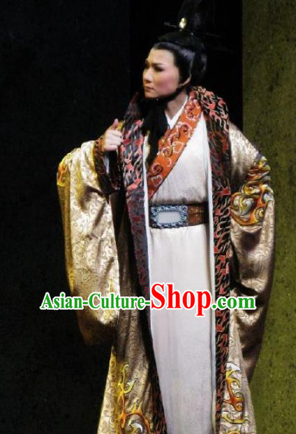 Chinese Classical Kun Opera Prince Apparels The Story of Pipa Peking Opera Garment Young Men Costumes and Headpiece