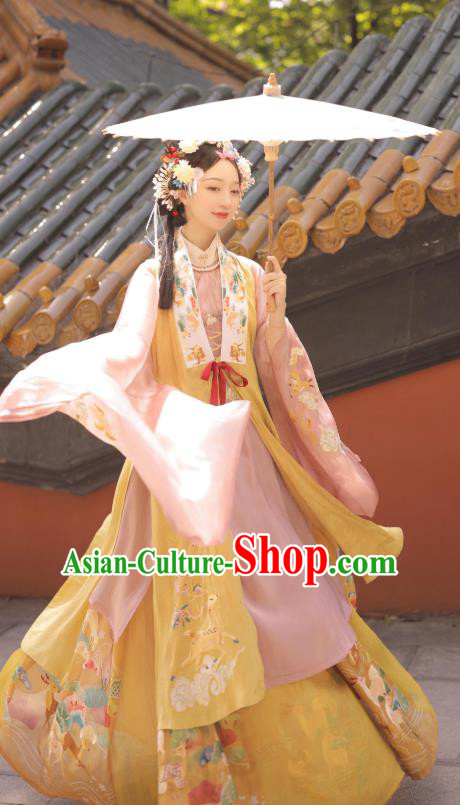Chinese Ancient Young Lady Garment Clothing Ming Dynasty Noble Female Historical Costumes for Women