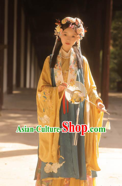 Chinese Ancient Ming Dynasty Young Lady Garment Noble Female Historical Costumes Hanfu Dress Complete Set for Women