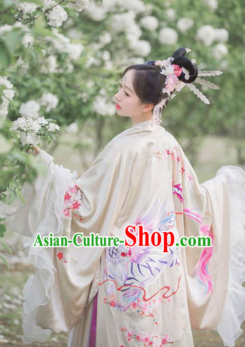 Traditional Chinese Noble Lady Embroidered Cloak Tang Dynasty Princess Historical Costumes Ancient Garment for Women