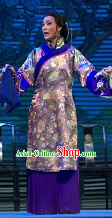 Chinese Shaoxing Opera Wisp of Hemp Elderly Female Dress and Headpieces Yue Opera Costumes Old Dame Garment Apparels
