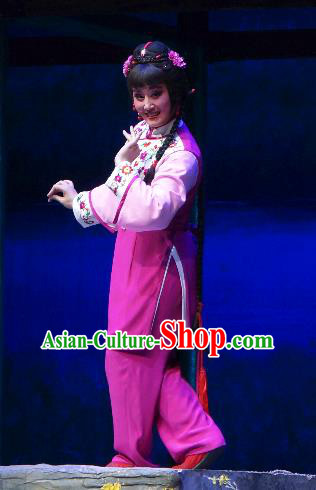 Chinese Shaoxing Opera Young Female Jiujin Girl Dress and Headpieces Yue Opera Xiaodan Garment Country Lady Apparels Costumes