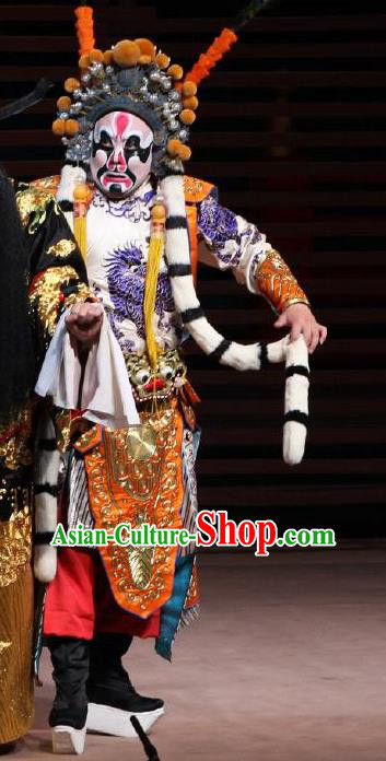 Chinese Classical Kun Opera Martial Role Costumes The Palace of Eternal Youth Peking Opera Wusheng Garment Apparels and Headwear