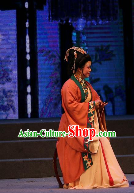 Chinese Shaoxing Opera Elderly Female Dress Costumes and Headpieces Han Gong Yuan Yue Opera Dowager Countess Garment Apparels