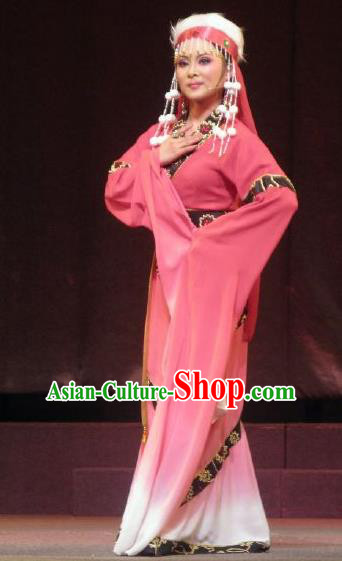 Chinese Shaoxing Opera Actress Princess A Jiao Garment Costumes and Headdress Xi Ma Qiao Yue Opera Hua Tan Dress Apparels