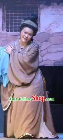 Chinese Shaoxing Opera Elderly Female Dress Garment Costumes and Headpieces Xi Ma Qiao Yue Opera Old Country Woman Apparels