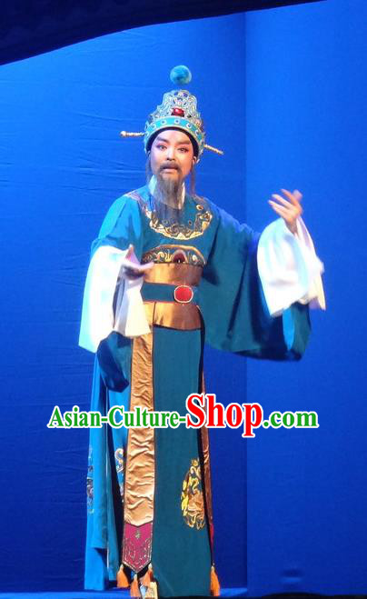 Chinese Shaoxing Opera Elderly Male Costumes Yue Opera Shuang Fei Yi Garment Chancellor Official Apparels and Headwear